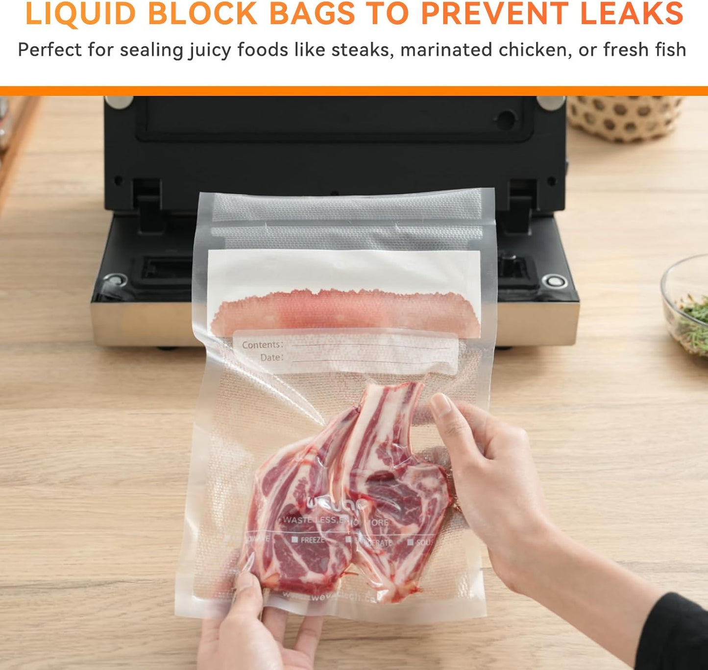 Wevac Family Pack Vacuum Sealer Bags Rolls with Dispenser – 6"x10" (50pcs), 8"x12" (70pcs), 8"x20' & 11"x20' Rolls, Heavy Duty, Leakproof, Ideal for Sous Vide, Meal Prep, Food Saver