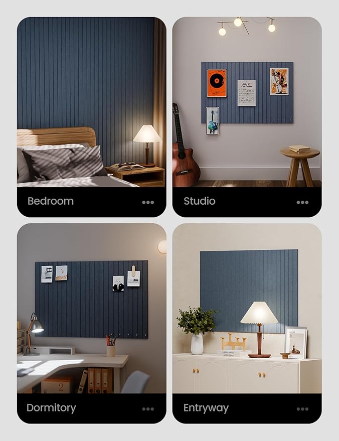 Large Felt Bulletin Board 36" x 24" Cork Board Alternative-6 Pack with 40 Safe Removable Adhesive Tabs, Cork Boards for Walls Cork Board for Home Office Classroom Pin Board (Denim Blue)