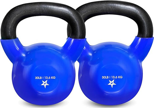 Yes4All Kettlebell, 5-100 LB Vinyl Coated Cast Iron Strength Training Kettlebells for Home Gym Exercises, Fitness, Full Body Workout Equipment, Push Ups, and Grip Strength