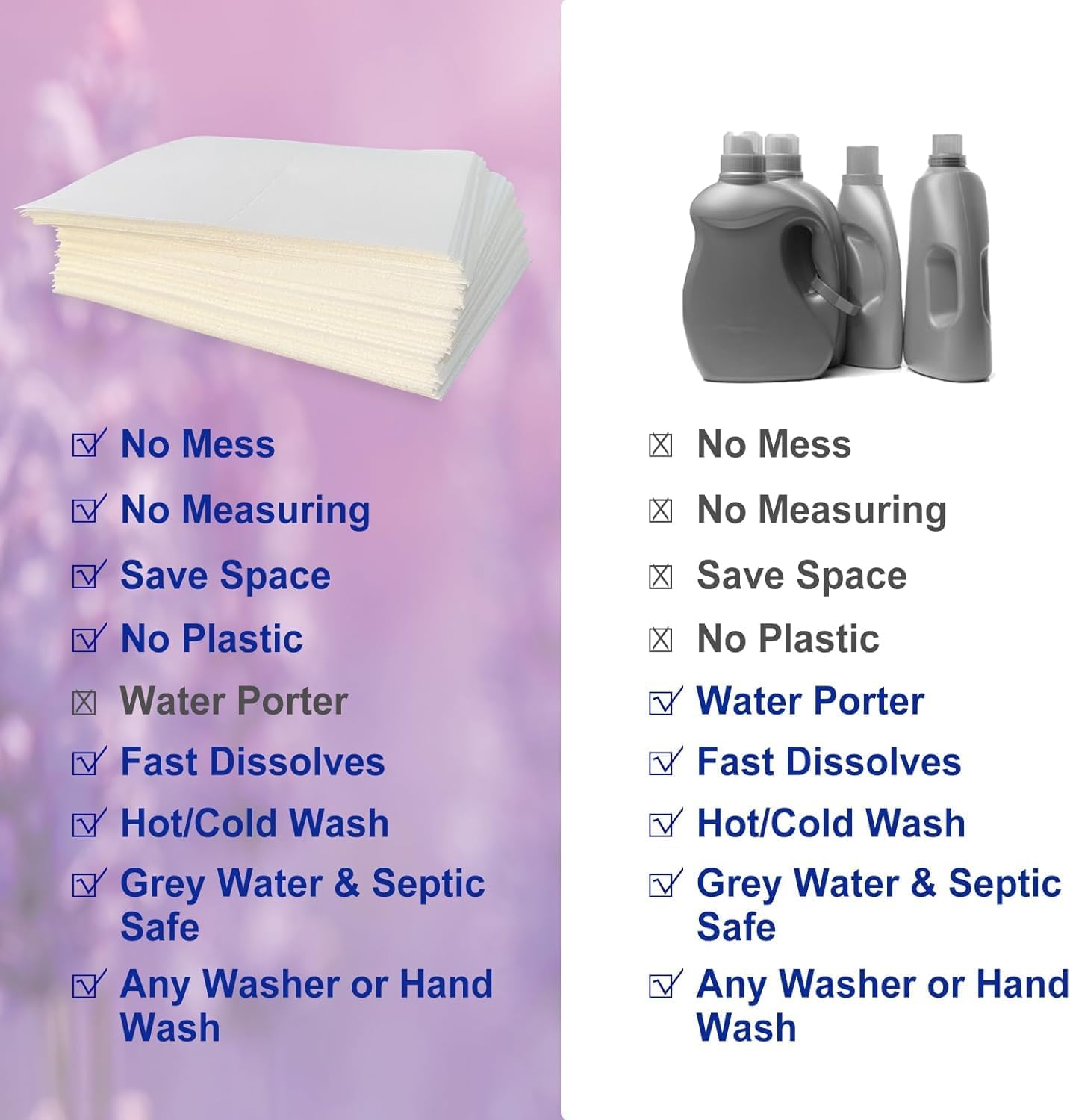 DR.EASY Odor Remover Laundry Detergent Sheets 240 loads Lavender,Easy To Carry Great For Travel,safe for baby & pets,No mess No Dyes biodegradable formula