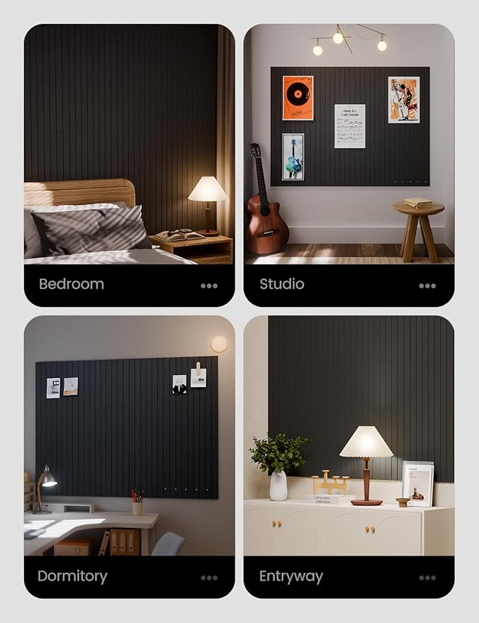 Large Felt Bulletin Board 48" X 36" Large Cork Board Alternative-12 Pack with 70 Safe Removable Adhesive Tabs, Cork Boards for Walls Cork Board for Home Office Classroom Pin Board (Black)