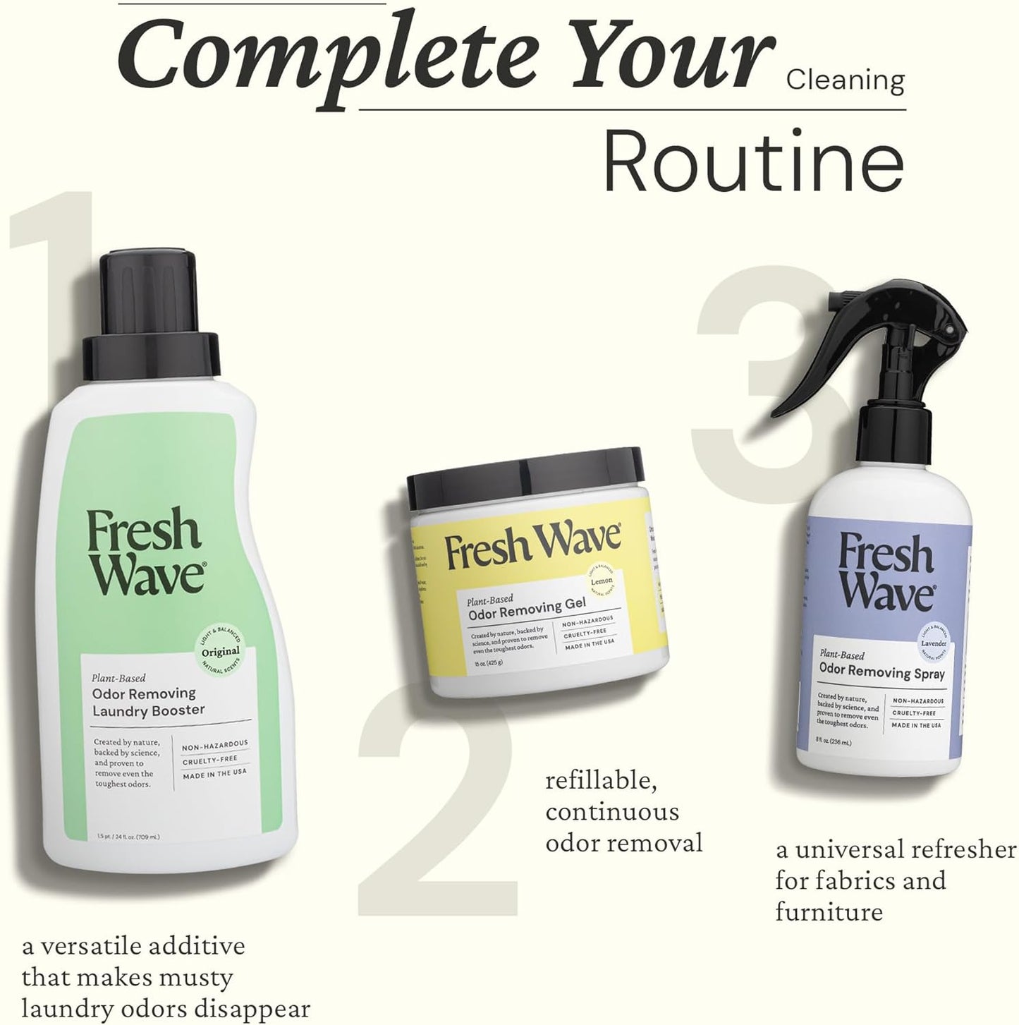 Fresh Wave Odor Removing Laundry Booster, 24 fl. Oz., Pack of 2 - Laundry Scent Booster, Safer Odor Relief, Natural Plant-Based Odor Eliminator, Pet Bedding, Activewear, Blankets & Fabrics