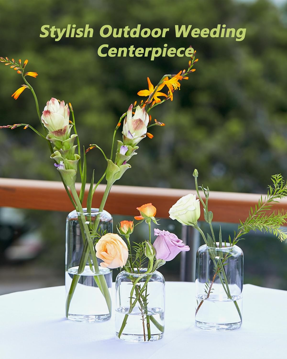 ZENS Bud Vases in Bulk Set of 16, Modern Small Glass Vases for Flower Clear Bud Vases for Wedding Centerpiece, Modern Blown Small Vase for Flowers, Wedding Party Events Decorative Home Decor