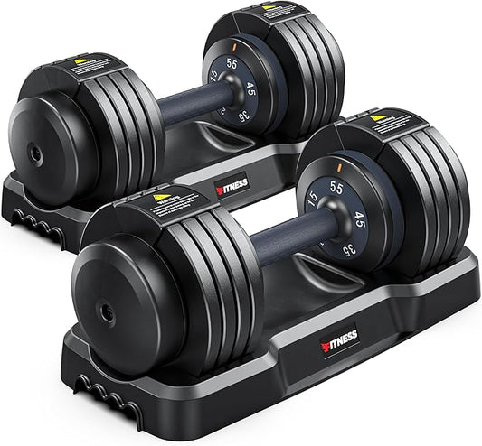XDDIAS Adjustable Dumbbell Set of 2, 25/55/80LB Dumbbell Set-1Sec Adjustable Weights-5/10 in 1 Free Weights Dumbbells Set with Effortless Tray/No-Slip Handle-Compact Size for Women/Men at Home Gym