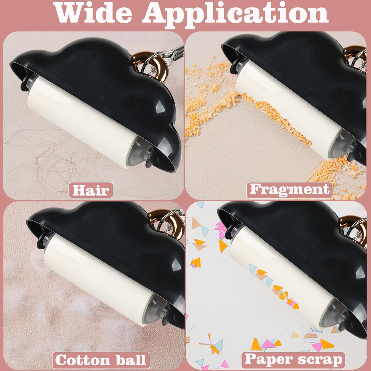 Mini Travel Size Reusable Lint Roller for Clothes & Pets, 150 Refillable Sheets (Black)