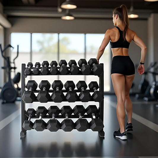 350/450/550 lbs Hex Weight Dumbbells Sets with Rack Rubber Encased Dumbbell Free Weights Set for Home Gym Weight Rack with Dumbbells Set