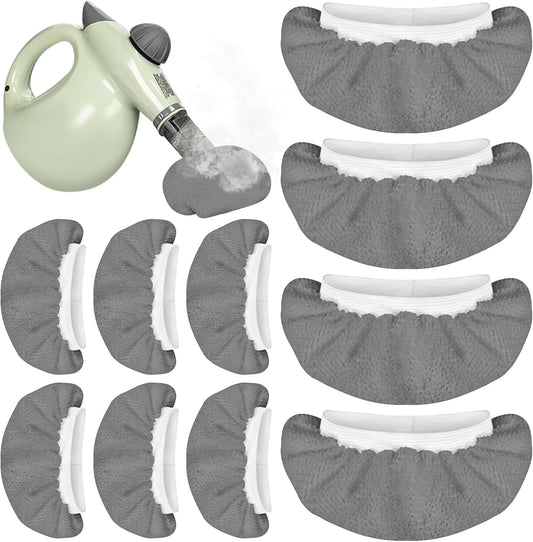 10 Pack Microfiber Cloth for Handheld Steam Shot, Steam Cleaner Accessories, Reusable Washable Steam Mop Pads Compatible with Most of Handheld Steam Shot/Cleaners （Grey）