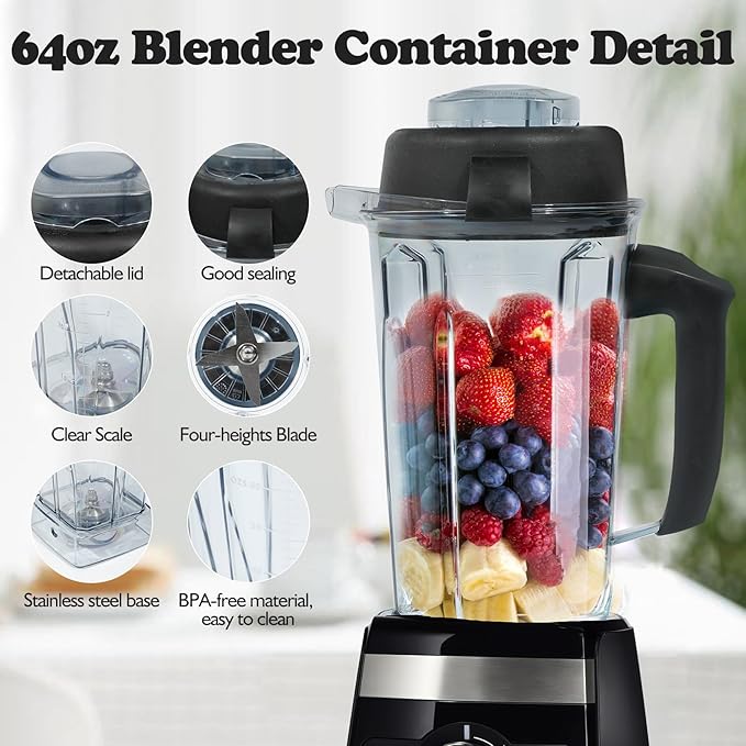 For Vitamix Blender Pitcher 64oz for Vitamix Replacement Pitcher 5200 6300 5000 VM0101 VM0102 VM0103 VM0197 6000 Classic/Explorian/Commercial Blender Cup