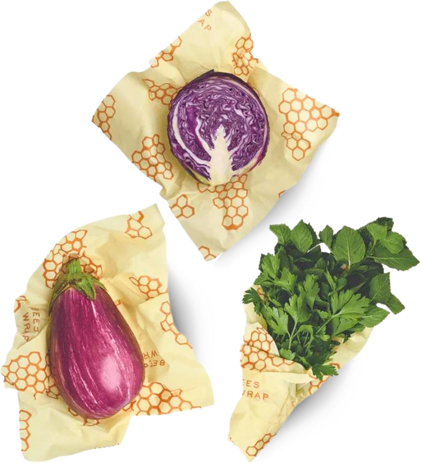 Bee's Wrap Beeswax Wraps for Food - Honeycomb Large 3 Pack Made in USA Reusable & Organic Food Wraps, Sandwich Wrap & Bowl Covers - Eco-Friendly Alternative to Aluminum Foil & Plastic Wrap