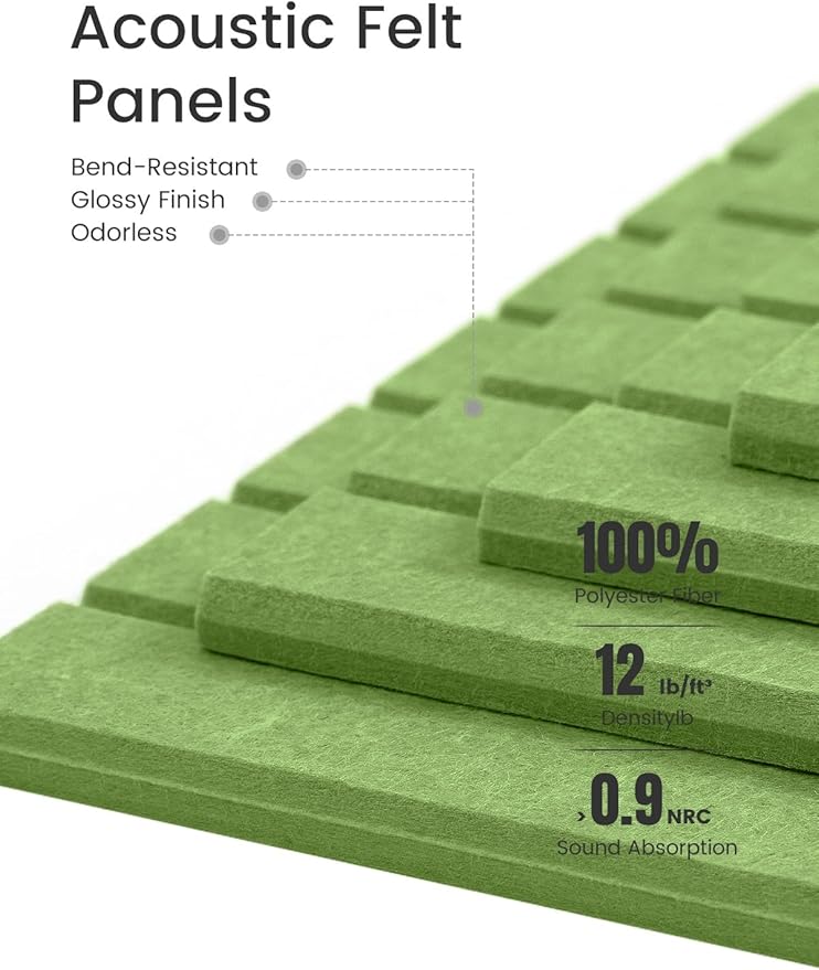 Large Felt Bulletin Board 48" x 36" Cork Board Alternative - 6 Pack with 40 Safe Removable Adhesive Tabs, Cork Boards for Walls Cork Board for Home Office Classroom Pin Board (Grass Green)