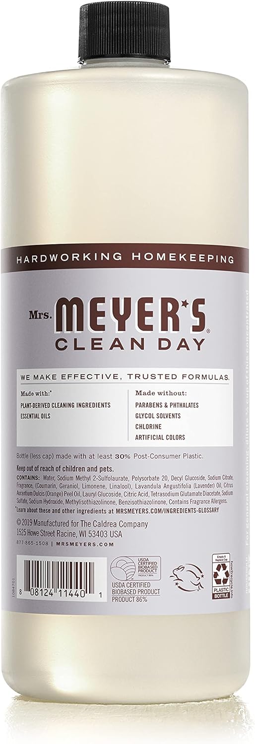 MRS. MEYER'S CLEAN DAY Multi-Surface Cleaner Concentrate, Use to Clean Floors, Tile, Counters, Lavender, 32 fl. oz - Pack of 2