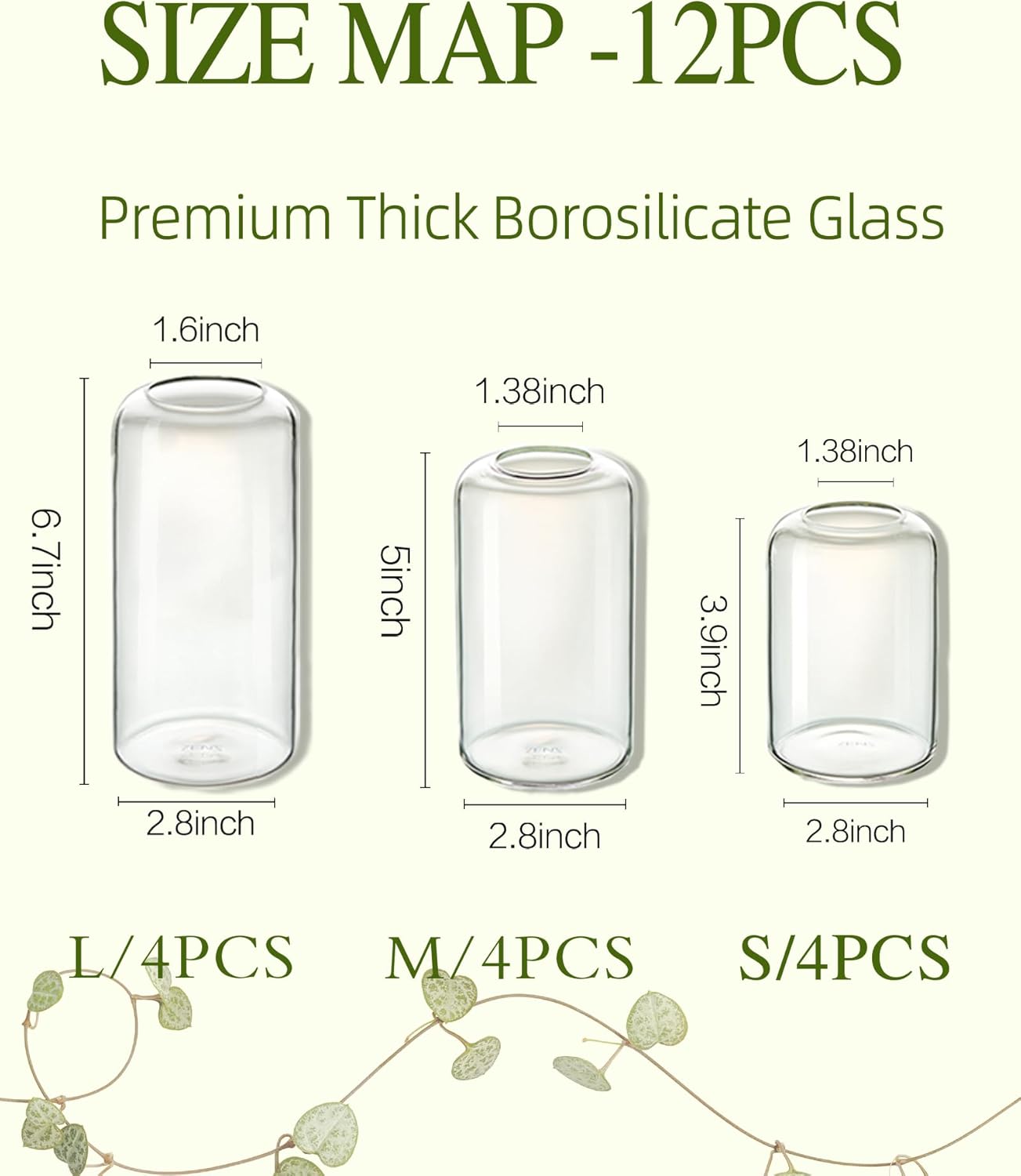 ZENS Bud Vases in Bulk Set of 12, Modern Small Glass Vases for Flower Clear Bud Vases for Wedding Centerpiece, Blown Thicker Small Vase for Flowers, Wedding Party Decorative, Home Bathroom Decor