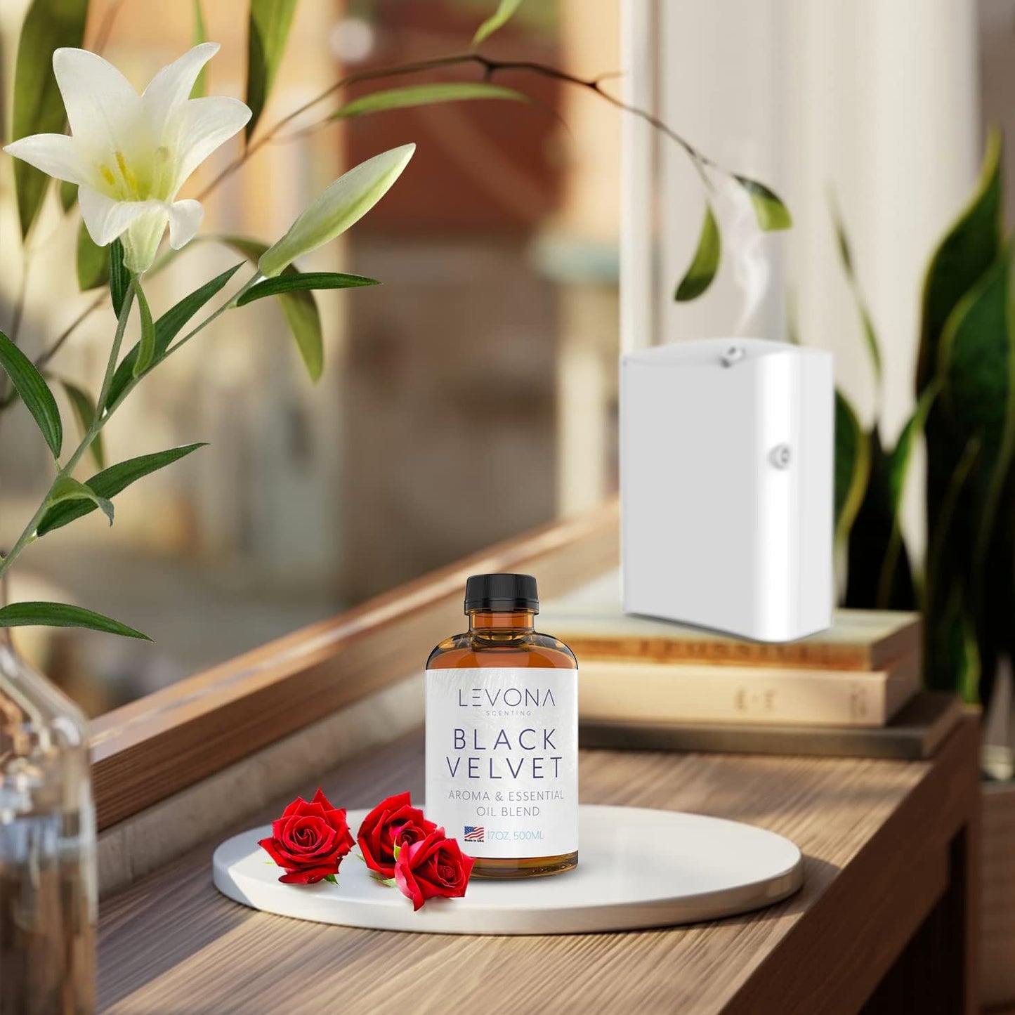 Levona Scents Oil Diffuser Essential Oils: Fragrance Oil for Diffuser - Black Velvette Diffuser Oils Scents - Woody Citrus with Herbal Floral Essential Oil Blends, Oakmoss, White Musk & Sandalwood