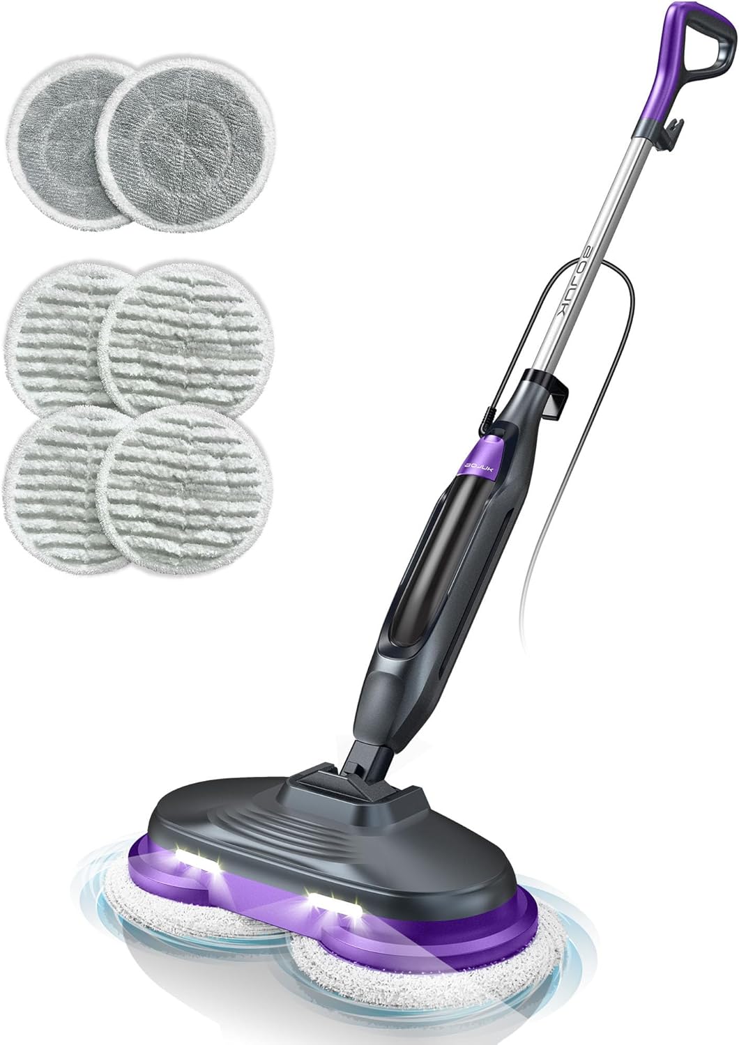 Scrubbing Steam Mop, Steam Mops for Floor Cleaning with Rotating Pads, 4 Cleaning Modes & LED Headlights, Swivel Steering,Safe for all Sealed Hard Floors F2