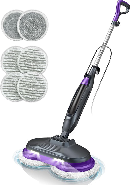 Scrubbing Steam Mop, Steam Mops for Floor Cleaning with Rotating Pads, 4 Cleaning Modes & LED Headlights, Swivel Steering,Safe for all Sealed Hard Floors F2