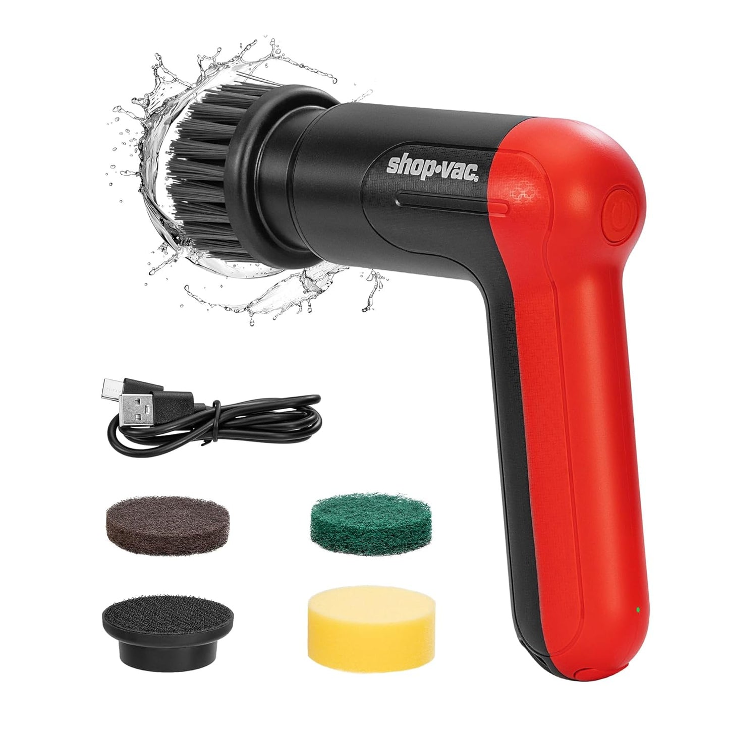 Shop-Vac Cordless Spin Scrubber, 2-Speed (180/240RPM) Electric Cleaning Brush with 5 Multi-Surface Heads, 2000mAh Battery, 60-Min Runtime, for Kitchen & Bathroom