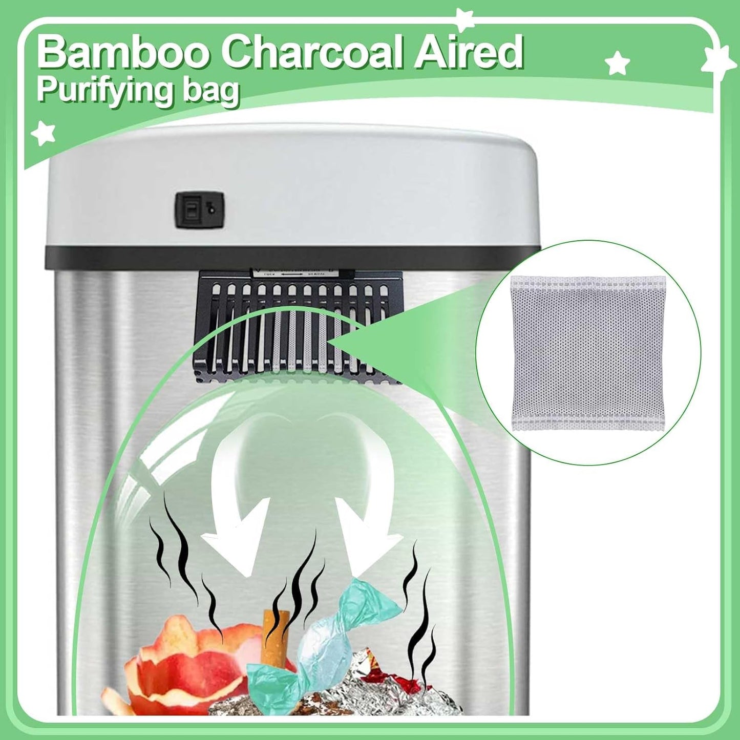 12PCS Charcoal Odor Absorber, Household Activated Charcoal Odor Absorber, Bamboo Charcoal Air Purifying Bag, Shoe Deodorizer, Odor Eliminator for Trash Cans, Refrigerators, Pets, Cars