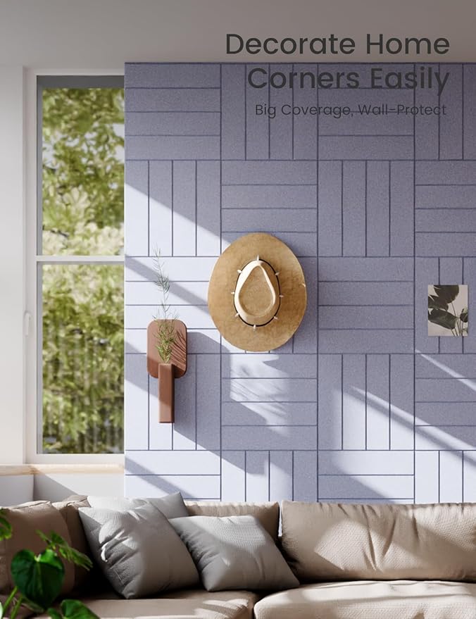 Large Felt Bulletin Board 48" x 36" Cork Board Alternative-12 Pack with 70 Safe Removable Adhesive Tabs, Cork Boards for Walls for Home Office Classroom Pin Board (Soft Periwinkle)