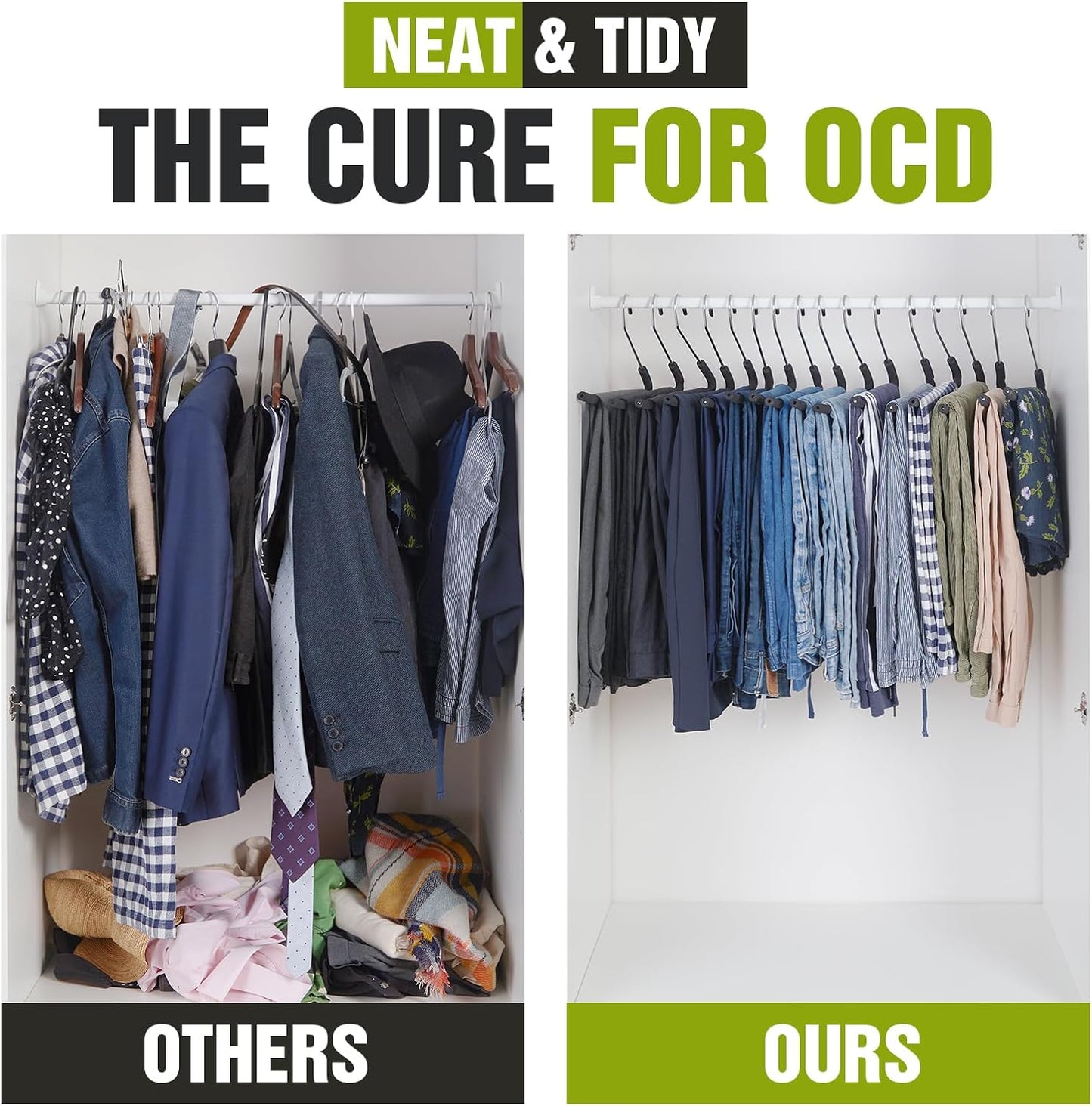 Spring Fever Open Ended Non Slip Sponge Padded Pants Hangers - Chrome Plating Foam Heavy Duty Space Saving Black 20