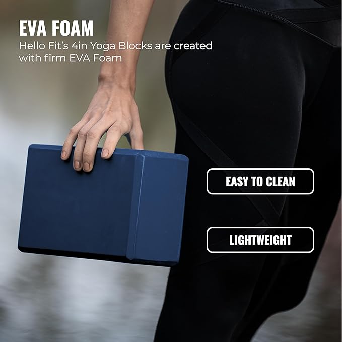 Hello Fit 4" Yoga Block, 12 Pack Bulk EVA Foam Yoga Blocks, Firm and Supportive Yoga Brick, Balance Foam for Stretching, Pilates, and Workout, 4" x 6" x 9"