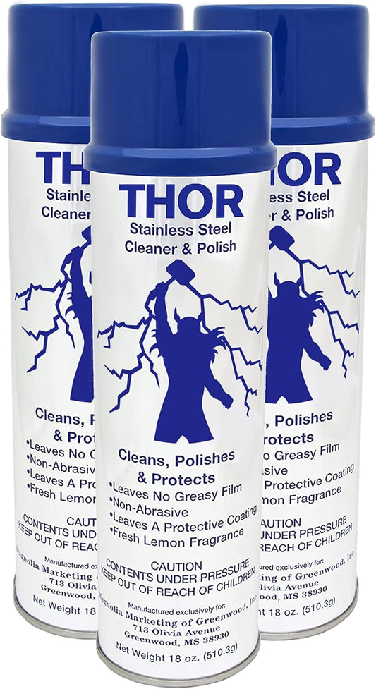 Thor 18 Oz Stainless Steel Cleaner & Polish: Clean and Polish Stainless Steel Appliances Including Brass, Copper, Aluminum, Formica and Porcelain Surfaces (3)