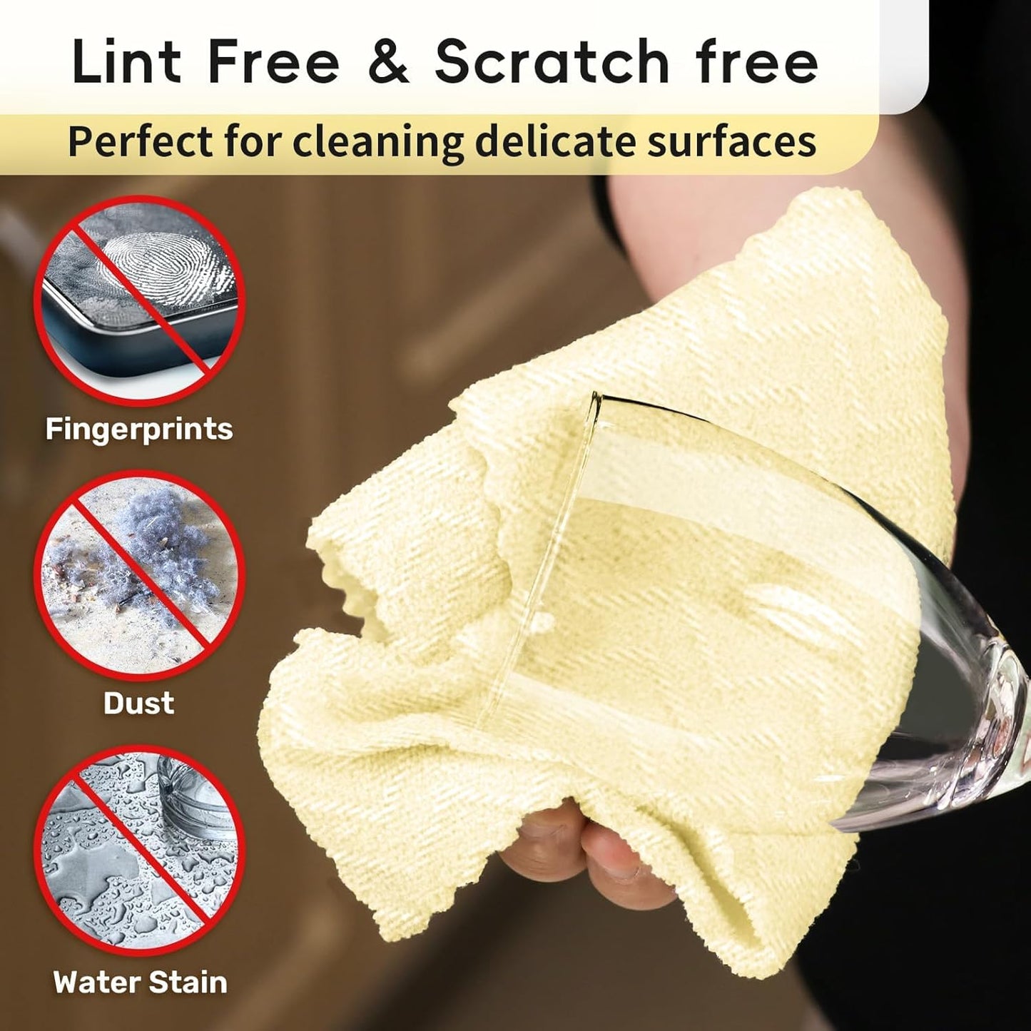Microfiber Cleaning Cloths Roll, 75 Pack Tear Away Microfiber Towels Roll, 12" x 12" Lint Free Rags, Reusable Cleaning Cloths, Washable, Scratch Free,Ultra Absorbent Dish Rags(Yellow Ripple)