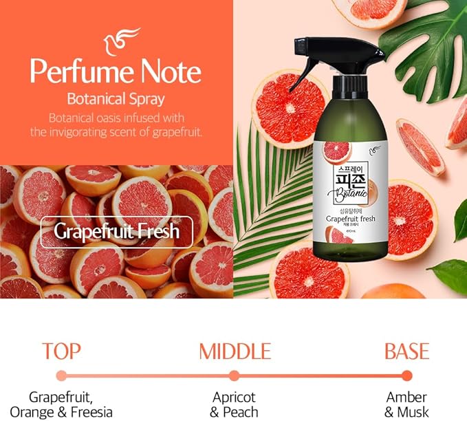 PIGEON Fabric Refresher, Grapefruit & Peach, Odor Eliminator for Home, Couch Spray Deodorizer, Fabric Refresher Spray for Furniture, Bed, Clothing, Curtains, Grapefruit Fresh – Pack of 3