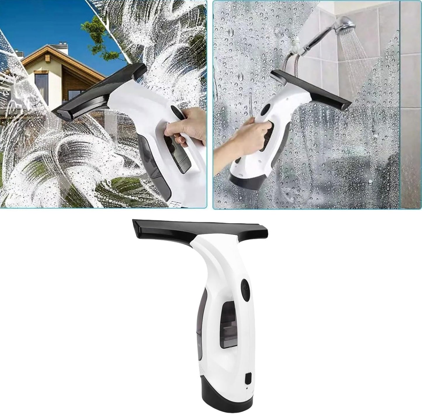 2200mAh Electric Window Cleaner Tool, Window Vacuum Squeegee Cordless, for Efficiently Spraying, Wiping and Vacuuming Windows, Mirrors, Shower Glass, Tiles (US Plug