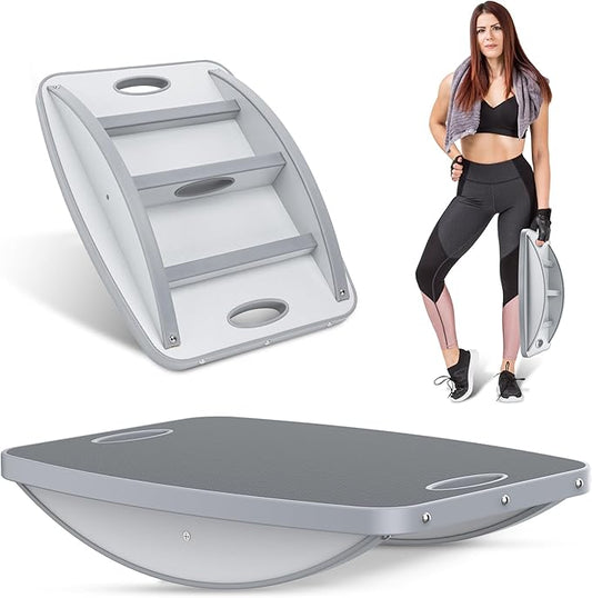 advanced wooden balance board, under-desk balance board, office rocking board, balance trainer and anti-slip rocking board for physical therapy, quick fitness training and outdoor sports