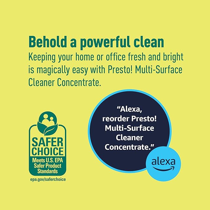 Amazon Brand - Presto! Multi-Surface Cleaner Concentrate, 2X Concentrated Formula, Lemon Scent, 32 fl oz (Pack of 2)