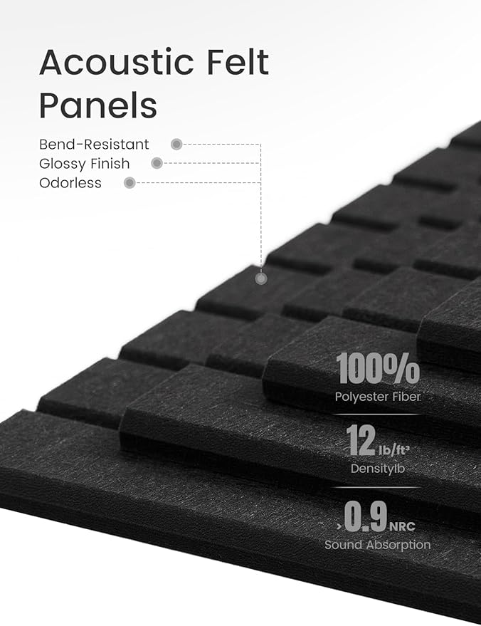 Large Felt Bulletin Board 48" X 36" Large Cork Board Alternative-12 Pack with 70 Safe Removable Adhesive Tabs, Cork Boards for Walls Cork Board for Home Office Classroom Pin Board (Black)