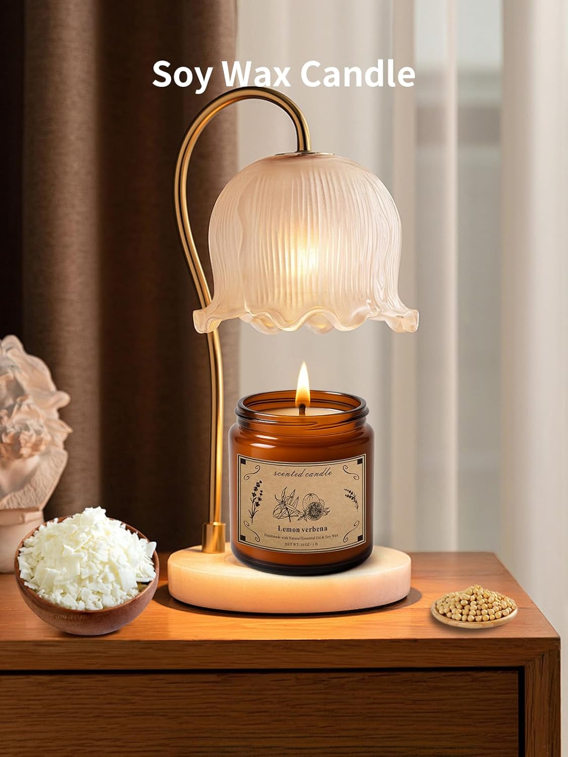 Scented Candles for Home, 16oz Large Jar Scented Candle – Lemon Verbena Soy Wax Candle with 100 Hour Burn Time, Long Lasting Aromatherapy Candle for Home Fragrance, Relaxation & Gift for Women/Men