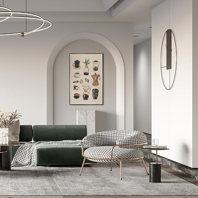 Vintage Espresso Coffee Chart Canvas Print Poster Kitchen Supplies Wall Art Minimalist Watercolor Painting Home Decor Aesthetic Pictures for Dining Room Cafe Shop 16x24inch Metal Black Frame