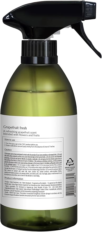 PIGEON Fabric Refresher, Grapefruit & Peach, Odor Eliminator for Home, Couch Spray Deodorizer, Fabric Refresher Spray for Furniture, Bed, Clothing, Curtains, Grapefruit Fresh – Pack of 3