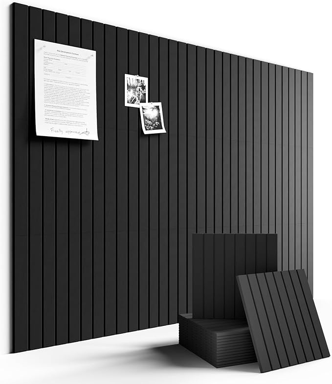 Large Felt Bulletin Board 48" X 36" Large Cork Board Alternative-12 Pack with 70 Safe Removable Adhesive Tabs, Cork Boards for Walls Cork Board for Home Office Classroom Pin Board (Black)