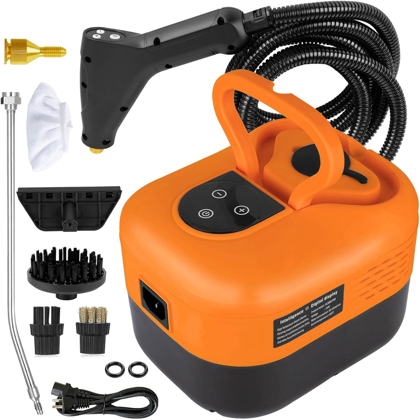 1200ml Handheld Steam Cleaners,Pressurized Multi-Surface Steam Cleaner with 5pcs Accessories,for Home Upholstery Car Floor Window Grime Grease Grout and Tile (Orange-1200ml)