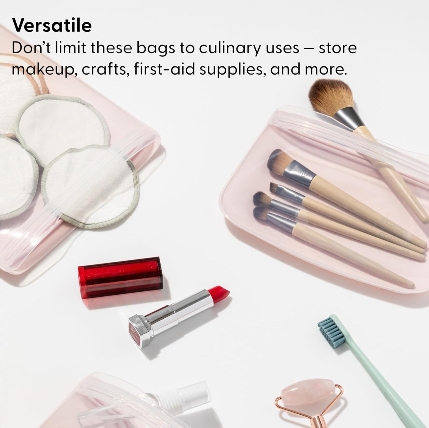 W&P Porter Silicone Reusable Storage Bag, Sandwich (36oz Stand-Up), Blush, Food Storage Container, Microwave and Dishwasher Safe, Easy Cleaning