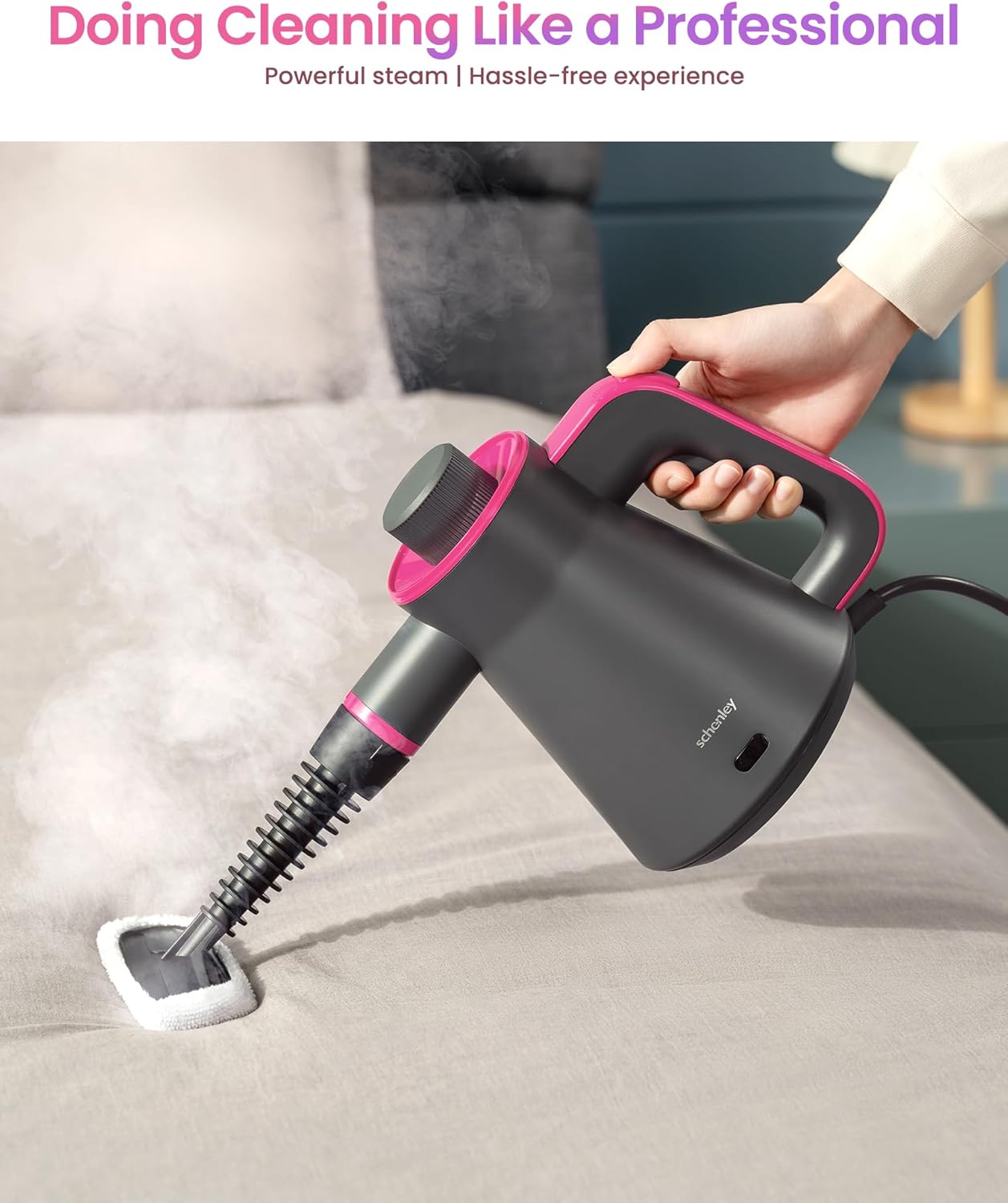 Schenley Portable Handheld Steam Cleaner, High-Pressure Design with Versatile Multi-Surface Accessories, Ideal for Upholstery, Stove, Tiles, Grout, and Auto Cleaning