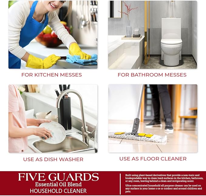 Natural Riches Household Cleaner Concentrate Five Guards from The Tales of French stories of Thieves Essential Oil Blend Household Cleaner - 32 fl oz