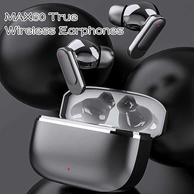 Wireless Earbuds, Earbuds Wireless Bluetooth 5.4 Headphones, HiFi Bass Stereo Headphones with ENC Noise Cancelling, IP4 Waterproof, Crystal-Clear Calls, Fast Charging for Sports Running Gym (Black)