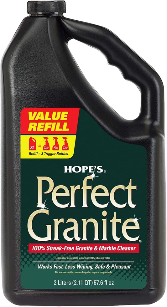 HOPE'S Perfect Granite & Marble Countertop Cleaner Refill, Stain Remover and Polish, Streak-Free, Ammonia-Free, 67.6 Ounce, Pack of 1