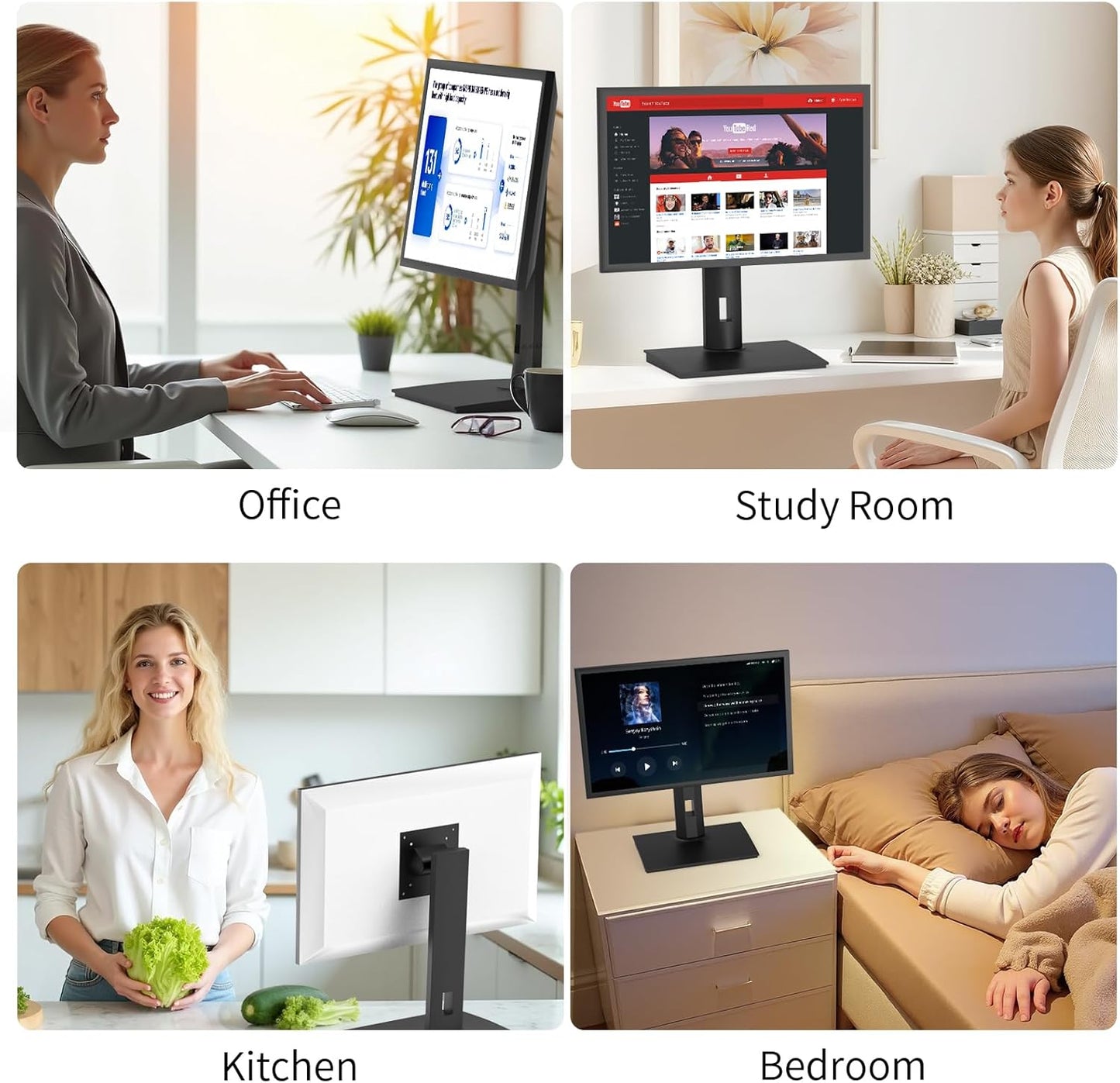 Vesa Monitor Stand with Spring-Adjustable Height, Swivel, Tilt, Rotation Vesa Stand, Compatible with Monitors Within 32 inch and Weighing Between 4.8-11lb (Black, Only for 7.7-11 lb Monitor)