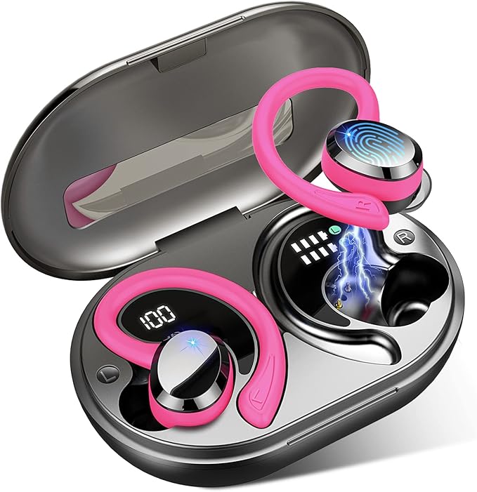 Wireless Earbuds Bluetooth 5.4 Headphones Sport, 2025 Bluetooth Earbuds with Earhooks, 48H Stereo Over Ear Buds, Earphone with 4 ENC Noise Canceling Mic, IP7 Waterproof Headset for Running/Gym/Workout