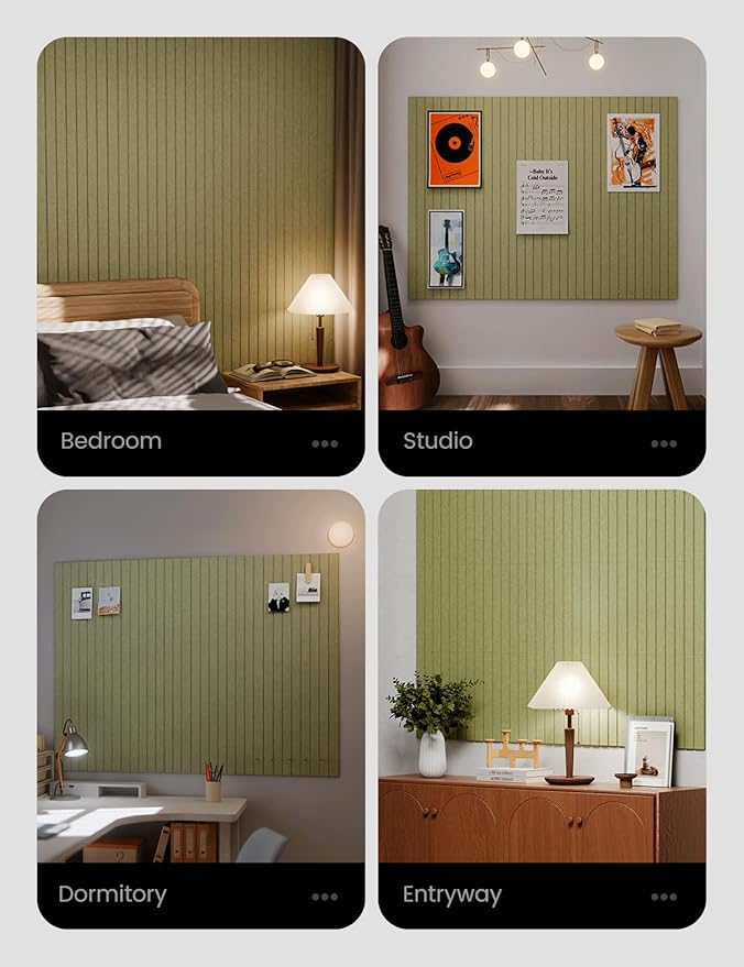 Large Felt Bulletin Board 48" x 36" Cork Board Alternative-12 Pack with 70 Safe Removable Adhesive Tabs, Cork Boards for Walls Cork Board for Home Office Classroom Pin Board (Olive Green)