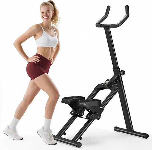 SogesPower Stair Stepper for Home,Folding Vertical Stair Climber with Adjustable Pedals & Handlebar, Cardio Climbing Exercise Machine for Full-Body Workout, Stair Master for Women Men,Black