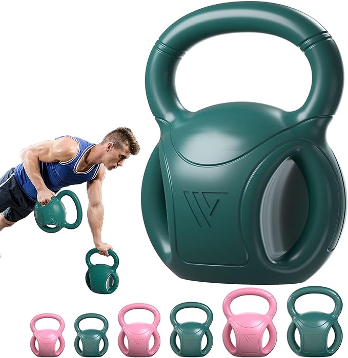 RUNWE 3 Handle Kettlebells Weight - Weight for Women Options 5, 10, 15 and 20 LB for Russian Twists AB Exercise, Weightlifting and Core Fitness Exercise Home Gym [Single in Sold]