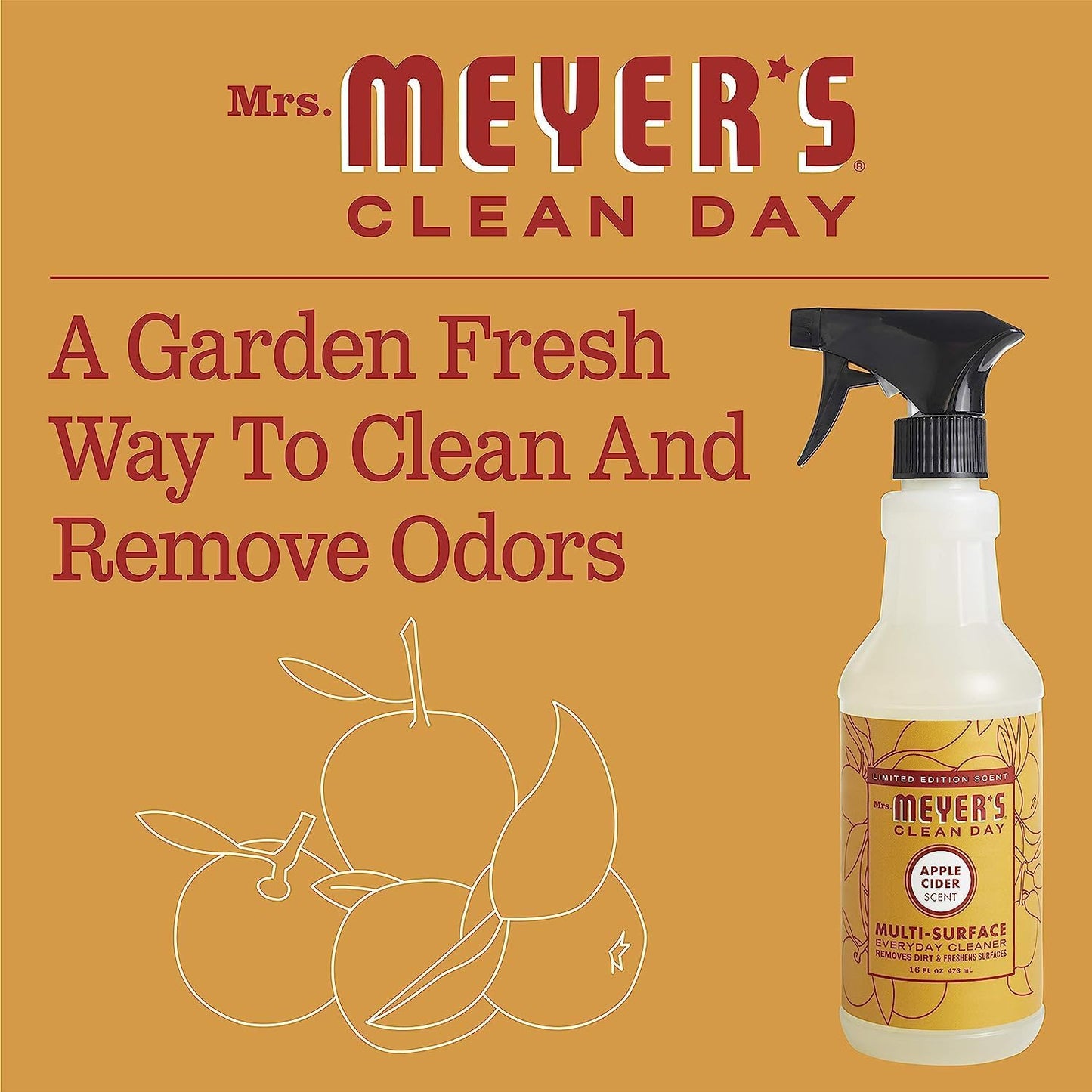 Mrs. MEYER'S CLEAN DAY Variety, 1 Multi-Surface Cleaner, 16 OZ, 1 Multi-Surface Cleaner, 16 OZ, 1 CT (Apple Cider + Mum)