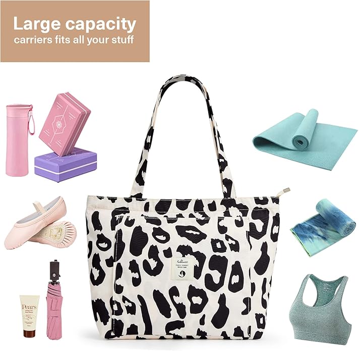 WLLWOO WLLWOO Yoga Bags for Women with Yoga Mats Bags Carrier Carryall Canvas Tote for Pilates Shoulder for Travel Office Beach Workout