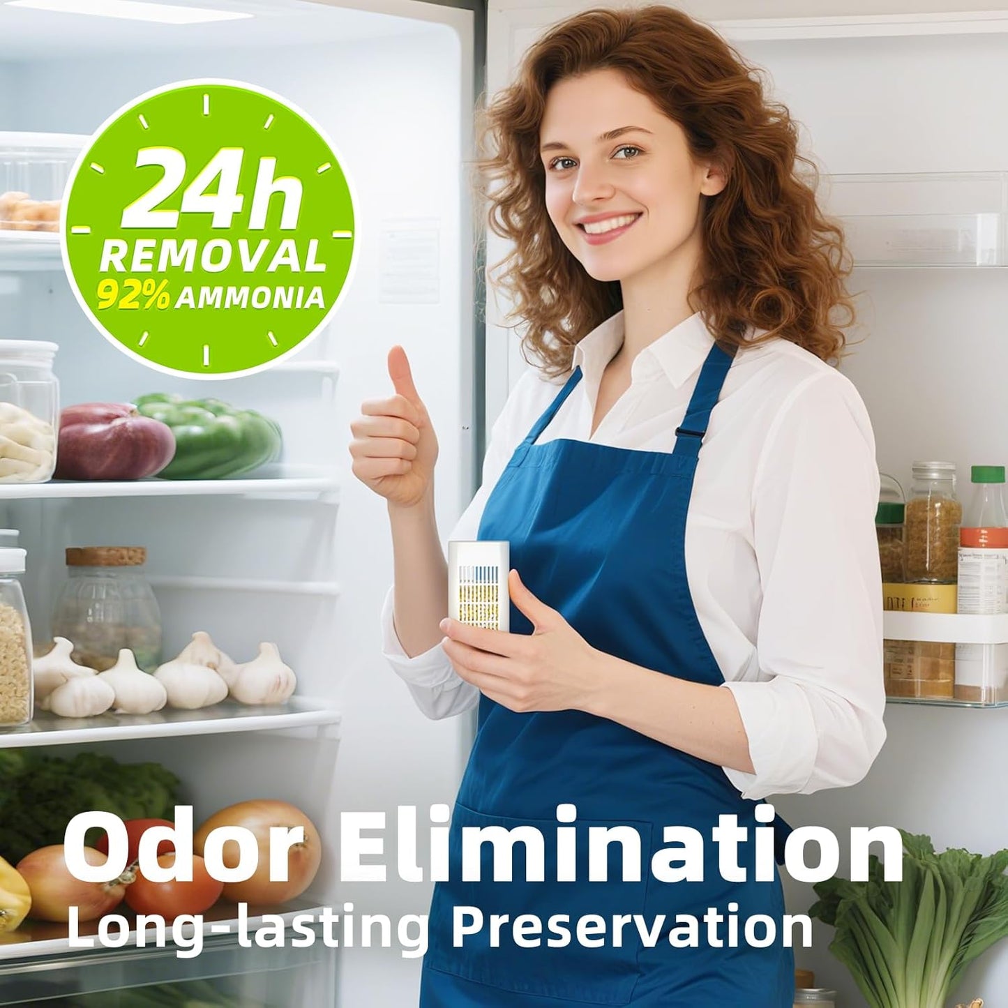 Strongest Refrigerator Deodorizer Odor Eliminator - 24h Fast Odor Removal, 12Months Long-Lasting Freshness, Non-Toxic Formula,1 pack