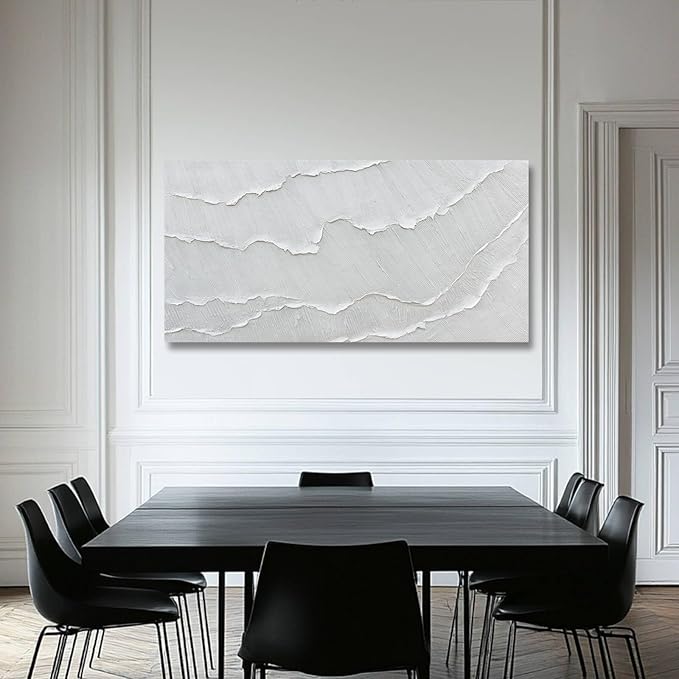 WINKAILIN Canvas Wall Decor Gray-White Ocean Wave Wall Flat Prints Contemporary Art for Living Room Abstract Neutral Canvas Wall Art for office 24"x 48" Hallway Decor